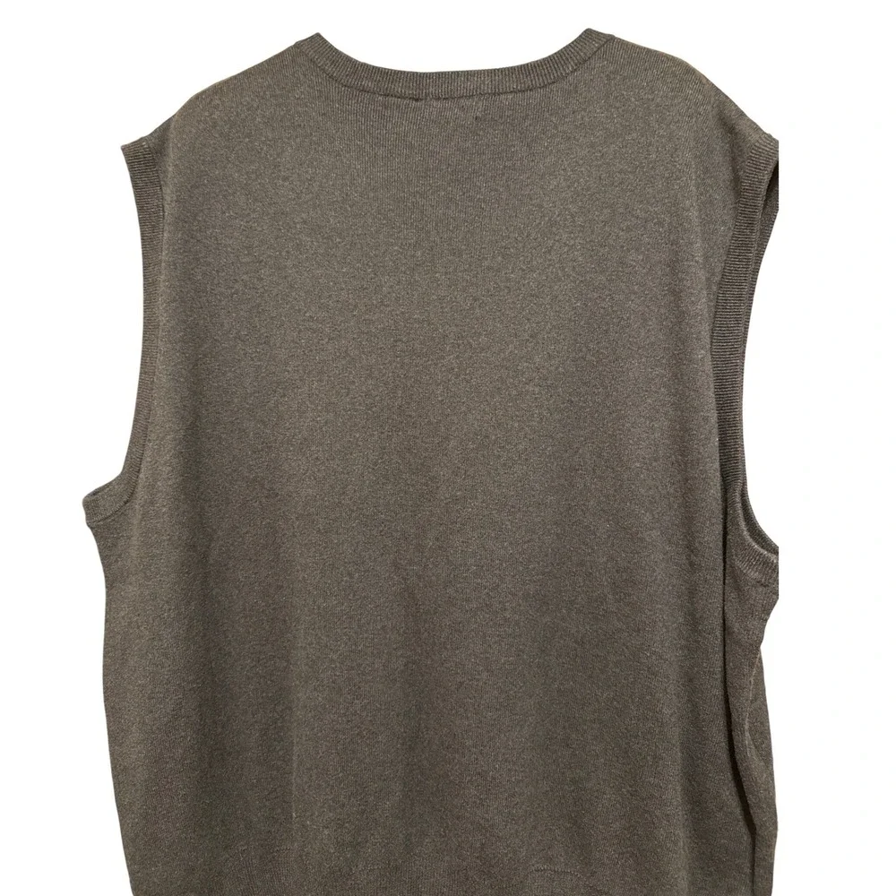 Saddlebred Tall‎ Man V Neck Sweater Vest Gray 3XLT 100% Cotton Ribbed Knit